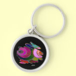 Frigga Spirals on Black Round Keychain keychains