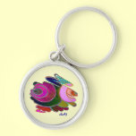 Frigga Spirals on Yellow Round Keychain keychains