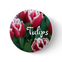 Fringed Red Tulips Button