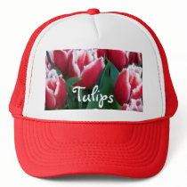 Fringed Red Tulips Mesh Hat