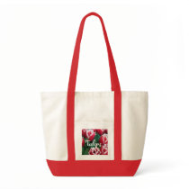 "Fringed Red Tulips" Tote Bags