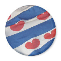 Frisian Flag (Fryslan) Round Fridge Magnet by hollandshop Frisian Flag (Fryslan) Round Fridge Magnet