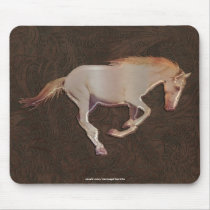 Frisky Mustang Horse Art on 2-D Faux-leather Mousepad