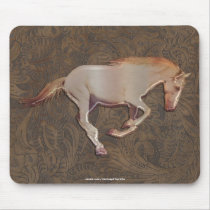 Frisky Mustang Horse Art on 2-D Faux-leather Mouse Pads