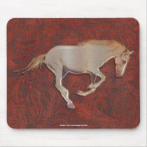 Frisky Mustang Horse Art on 2-D Faux-leather Mousepad