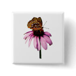Fritillary on Purple Coneflower Pinback Buttons