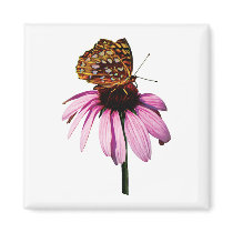 Fritillary on Purple Coneflower magnets