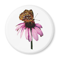 Fritillary on Purple Coneflower magnets