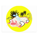 Frog and girl_circle postcard