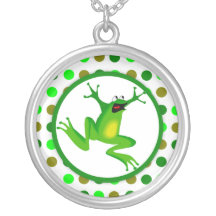 Frog and Green Polka Dots Necklaces