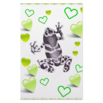 frog and hearts stationery design