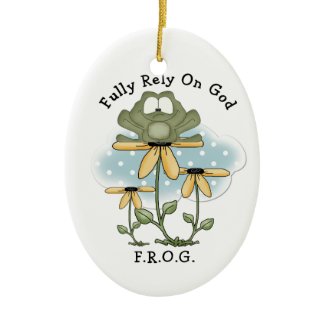 Frog and Sunflowers Oval Ornament ornament