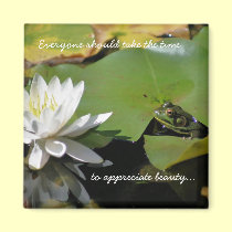Frog and Water Lily Inspirational Quote Magnet magnets