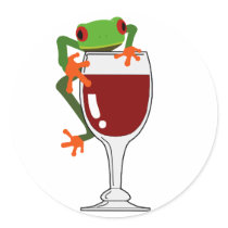 Frog and Wine Round Sticker