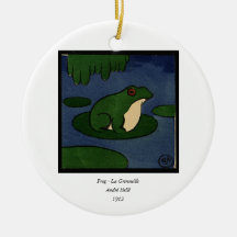 Frog - Antiquarian, Colorful Book Illustration Ornaments