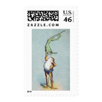 Frog Balancing Act Vintage Postage Stamp