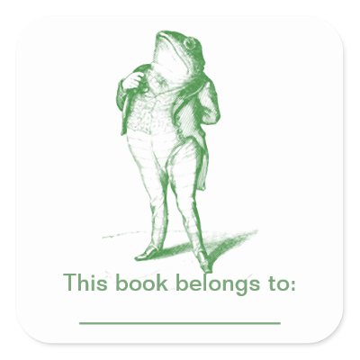 Frog  Bookplate Square Stickers