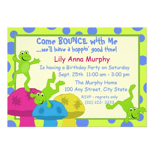 Frog Bounce Birthday Invitation