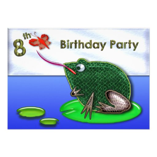 Frog & Bug in Pond 8th Birthday Card