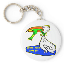 Frog Choking Bird Never Ever Give Up Key Chain