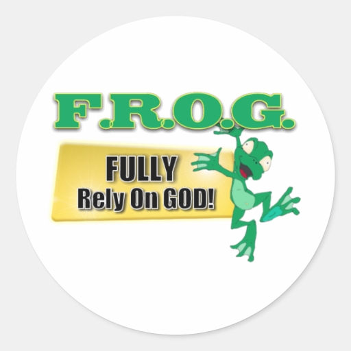 FROG CHRISTIAN ACRONYM FULLY RELY ON GOD CLASSIC ROUND STICKER Zazzle