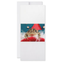 Frog Christmas , Tinsel, feathers, santa pattern Rack Card Template