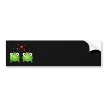 Frog Couple with hearts. Bumper Stickers