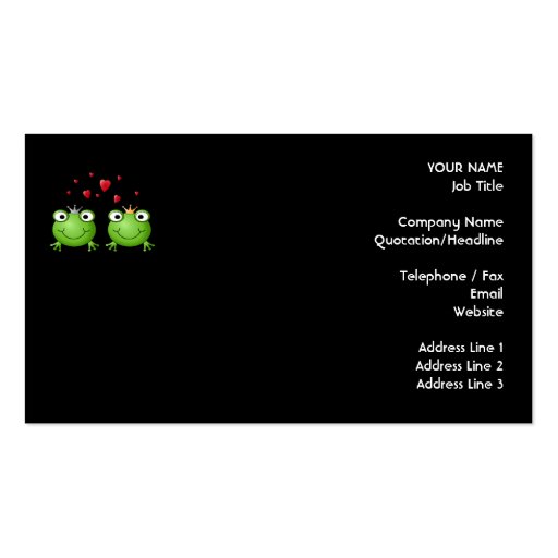 Frog Couple with hearts. Business Card (front side)