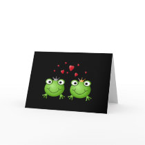 Frog Couple with hearts. Greeting Cards