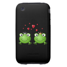 Frog Couple with hearts. Tough iPhone 3 Case