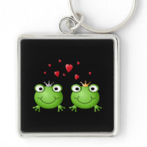 Frog Couple with hearts. Keychain