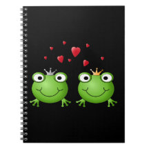 Frog Couple with hearts. Spiral Note Book
