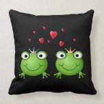 Frog Couple with hearts. Throw Pillows