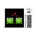 Frog Couple with hearts. Postage Stamp