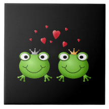 Frog Couple with hearts. Tiles