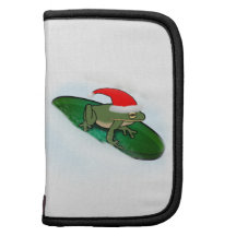 Frog Dashing Through the Snow on a Lily Pad Folio Planner