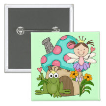 Frog Fairy Toadstool House Tshirts and Gifts Pinback Button