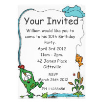 Frog Fishing Party Invitation invitations