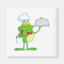 Frog Frogs Amphibian Funny Chef Cartoon Animal Magnets