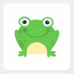 Frog Frogs Amphibian Green Cute Cartoon Animal Square Stickers