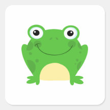Frog Frogs Amphibian Green Cute Cartoon Animal Square Stickers