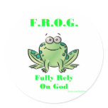 FROG (Fully Rely on God) stickers