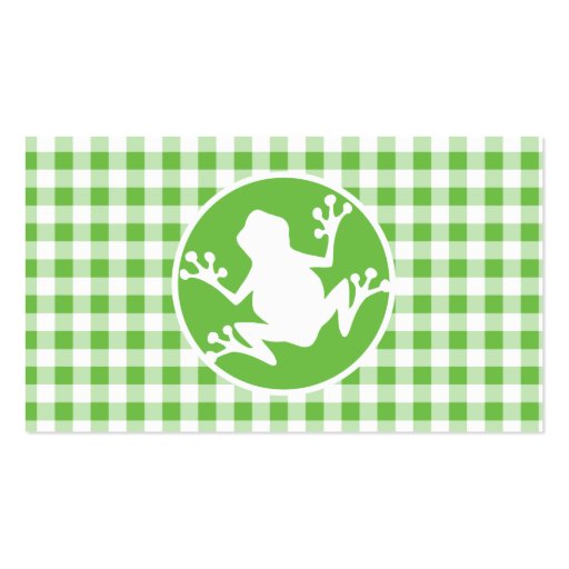 Frog; Green Gingham Business Card