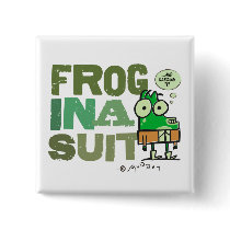 Frog in a Suit Square Button