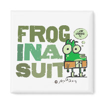 Frog in a Suit Square Magnet