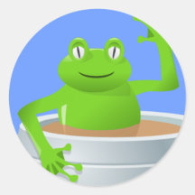 Frog in a Tea Round Stickers