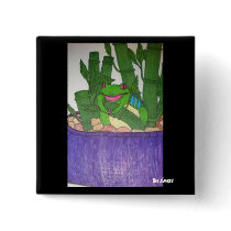 Frog in bamboo pinback button