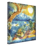 Frog in the Moonlight Painting Stretched Canvas Prints