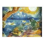 Frog in the Moonlight Painting Post Cards