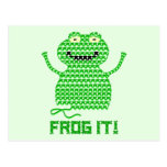 Frog It! Vector Crochet Frog (Green Background) Postcard
